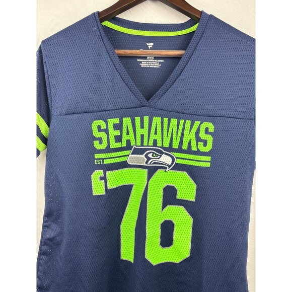 Women’s Fanatcs Medium Neon Green and Navy Seahawks ‘76 Jersey - Picture 2 of 6